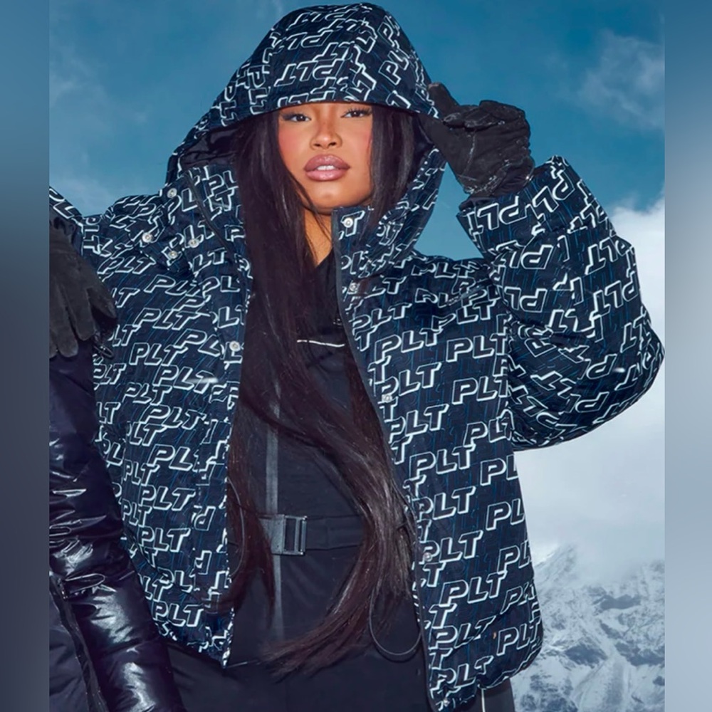 ❄️ PLT Ski Mono Printed Long Line Puffer Jacket